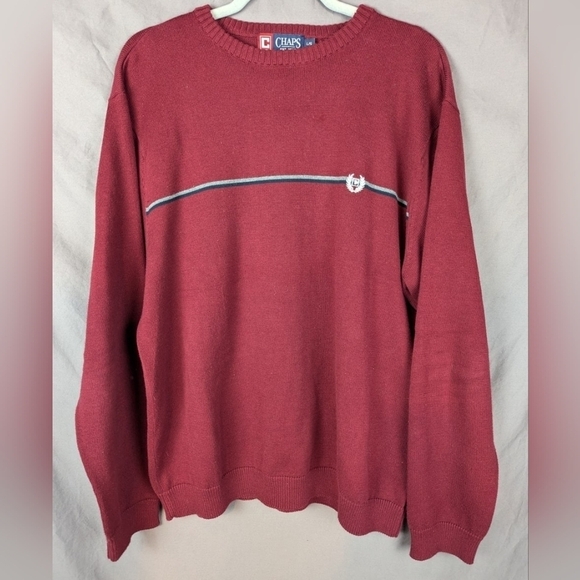 Chaps burgundy men's sweater large in excellent condition maroon long sleeve - Picture 2 of 7